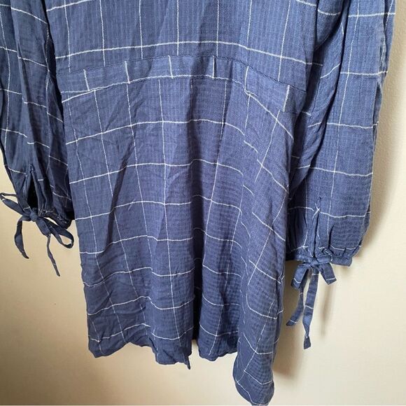 Melrose & Market Dress Long Sleeve Plaid Blue Mini Casual - Picture 6 of 12